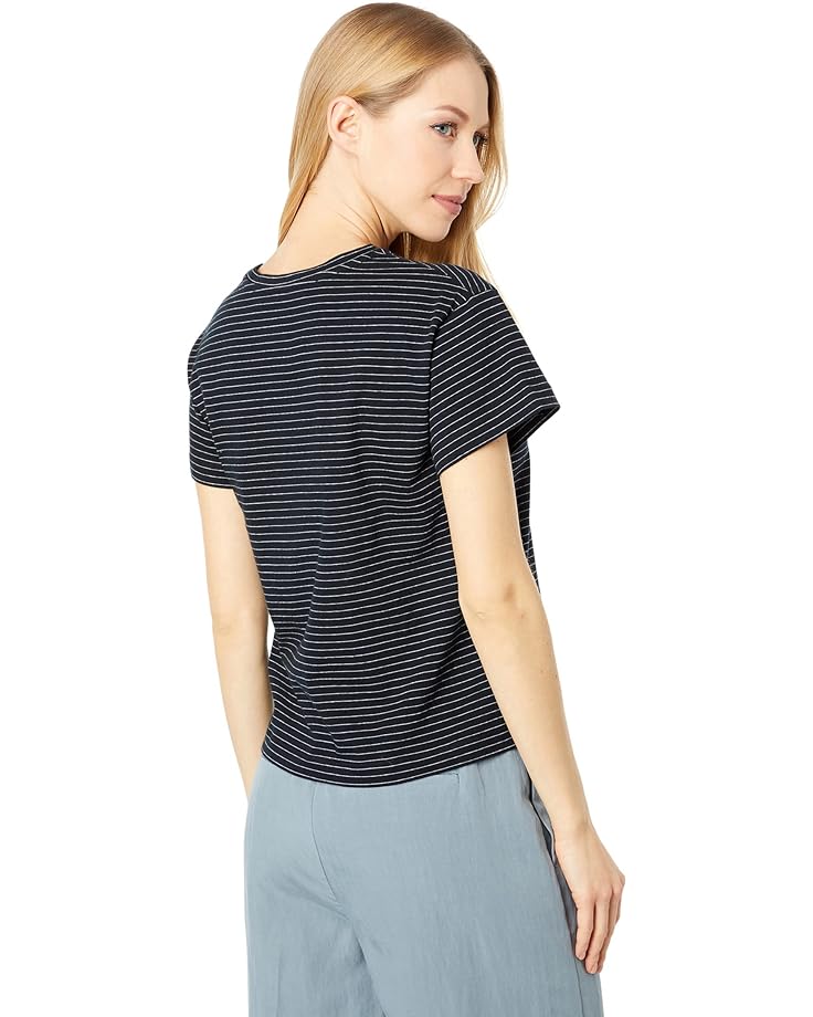 

Футболка Vince Neppy Stripe Short Sleeve Shrunken Crew Tee, цвет Black/Light Soy