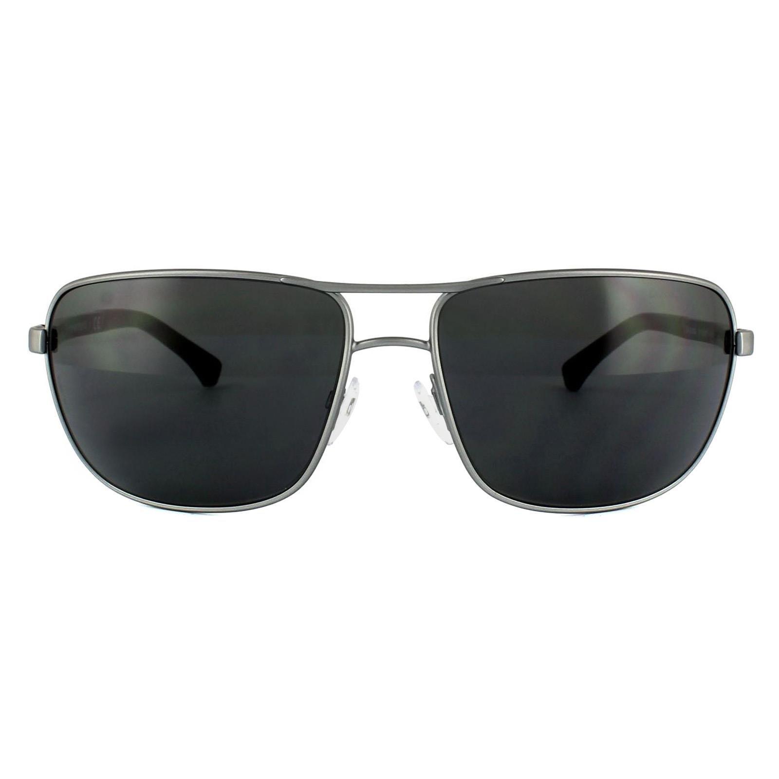 Серые солнцезащитные очки Aviator с рутениевой резиной Emporio Armani, серый