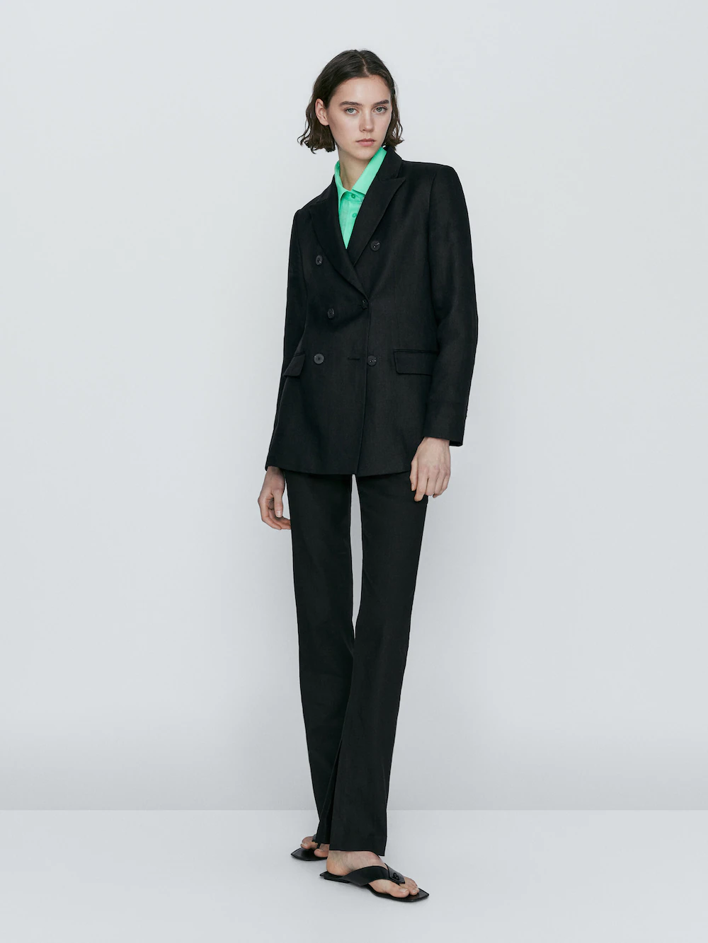 

Брюки из смешанного льна стрейч Massimo Dutti, черный