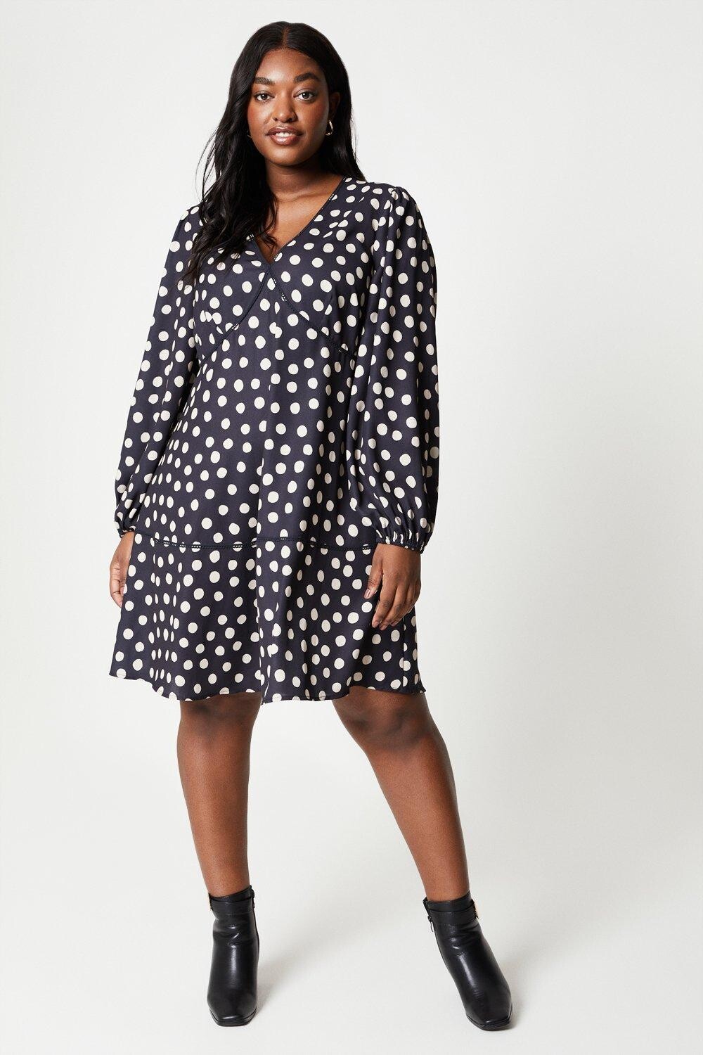 

Мини-платье Curve Pique с длинными рукавами Dorothy Perkins, бежевый