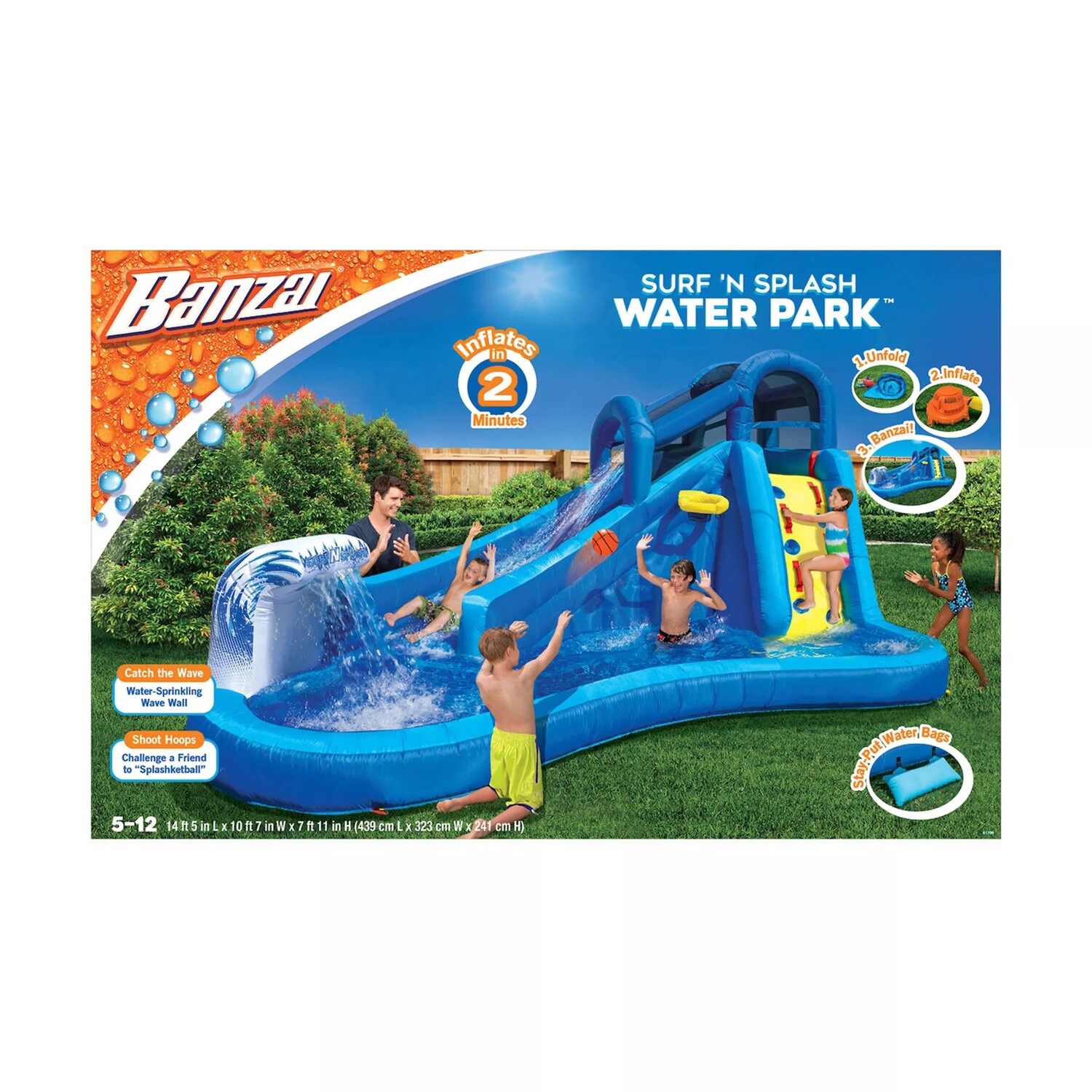 

Горка для аквапарка Banzai Surf N' Splash с баскетбольным кольцом Banzai