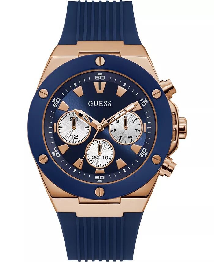 

Мужские часы с синим силиконовым ремешком, 46 мм GUESS, синий