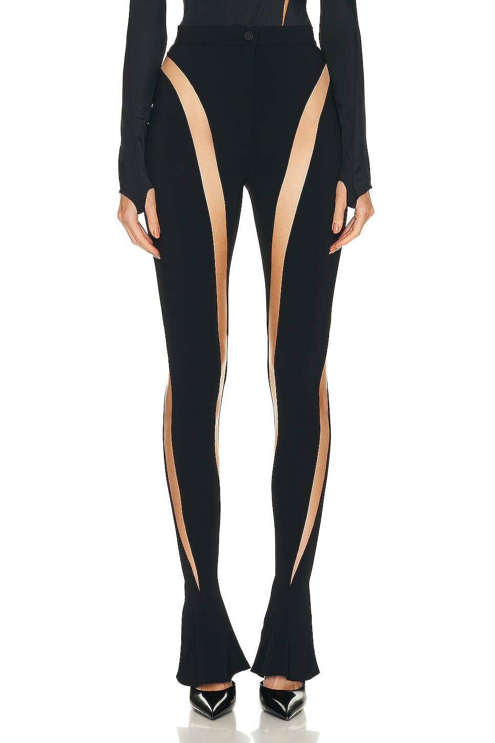 

Брюки Mugler Illusion Legging, цвет Black & Nude 01