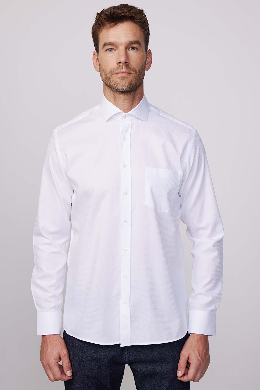 Классическая белая мужская рубашка Добби Премиум из 100 % хлопка TUDORS