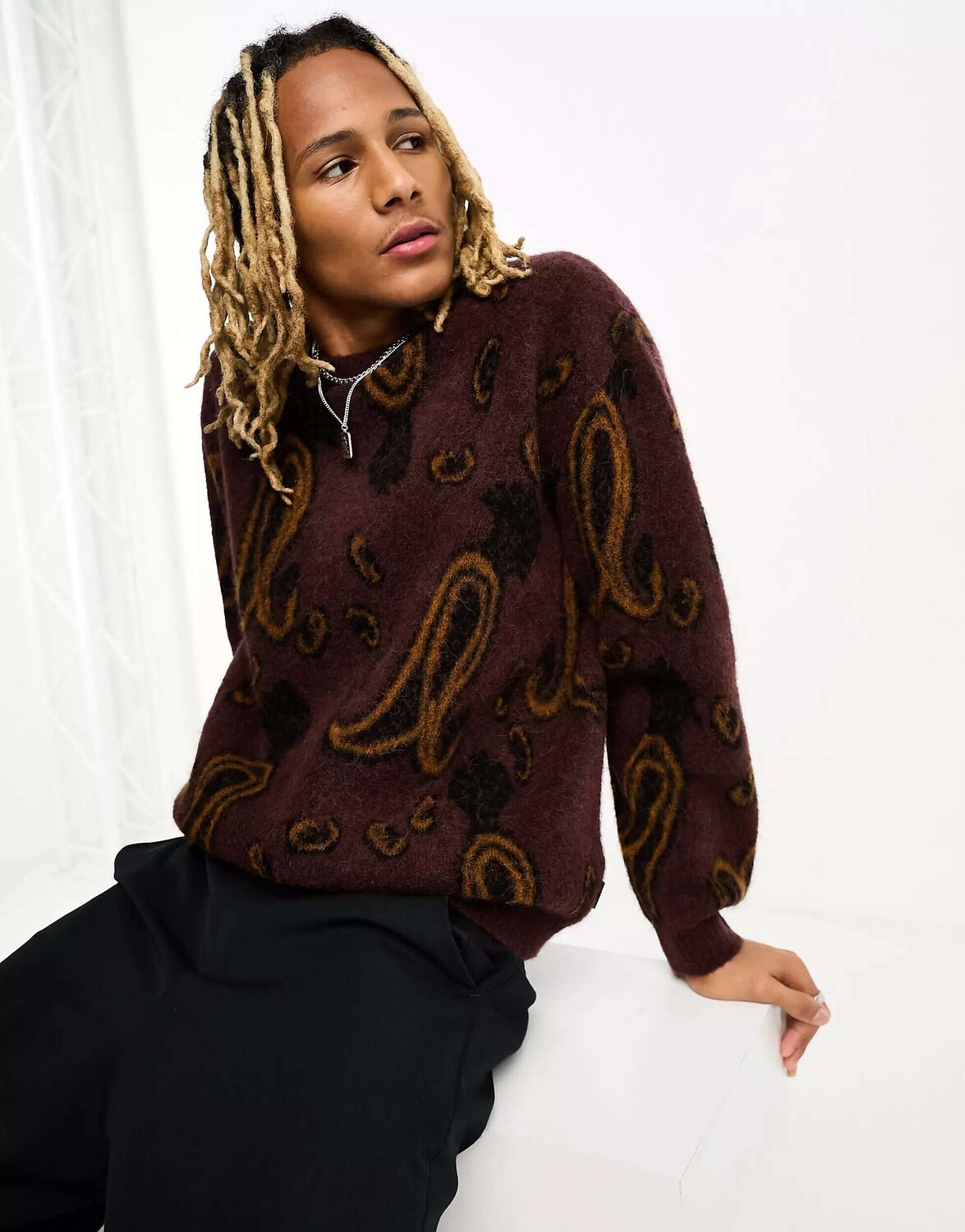 

Бордовый вязаный джемпер Carhartt WIP medford с узором пейсли, Красный