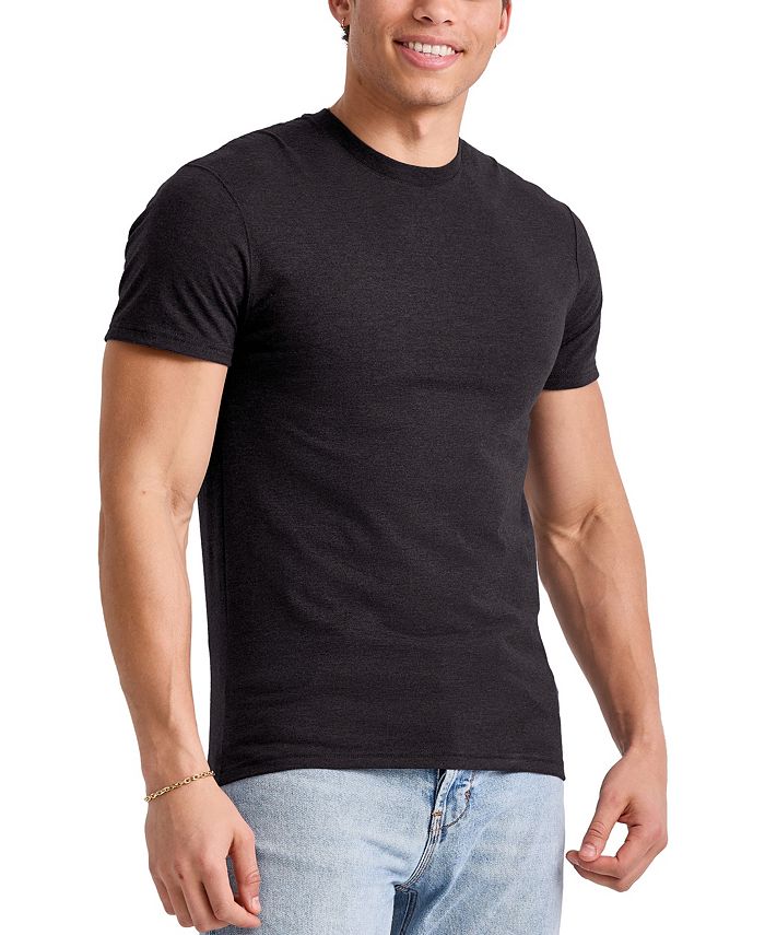 хлопковая мужская футболка с коротким рукавом белый xl Мужская хлопковая футболка Originals с коротким рукавом Hanes, черный