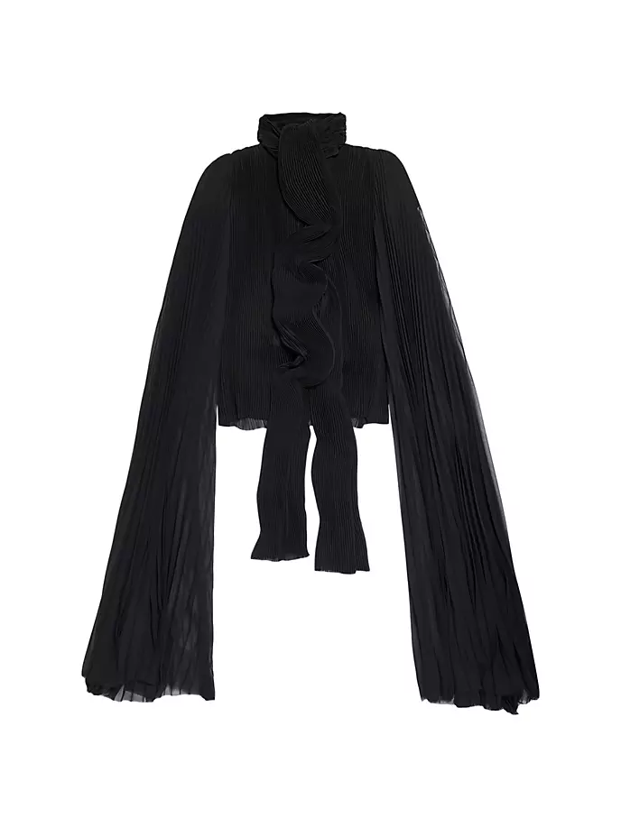 Плиссированная блузка с шарфом Balenciaga, черный