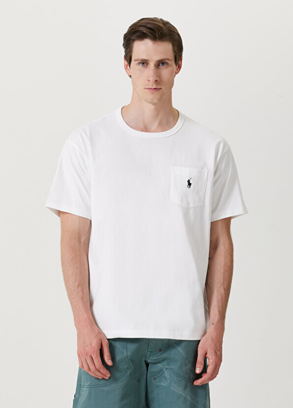 

Белая футболка с круглым вырезом и карманом Polo Ralph Lauren, Белый