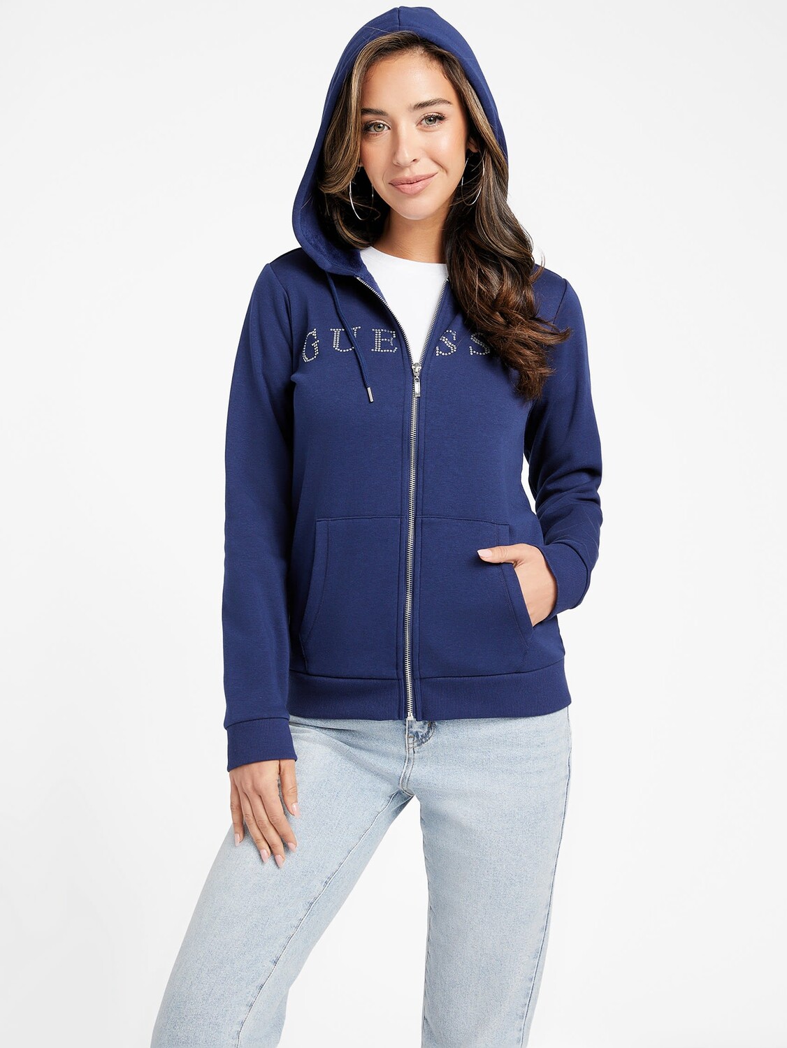 

Толстовка Mia на молнии с логотипом Guess Factory, цвет Cave Blue