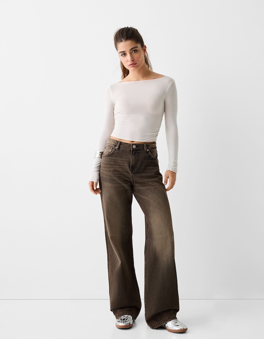 

Мешковатые джинсы Bershka, черный