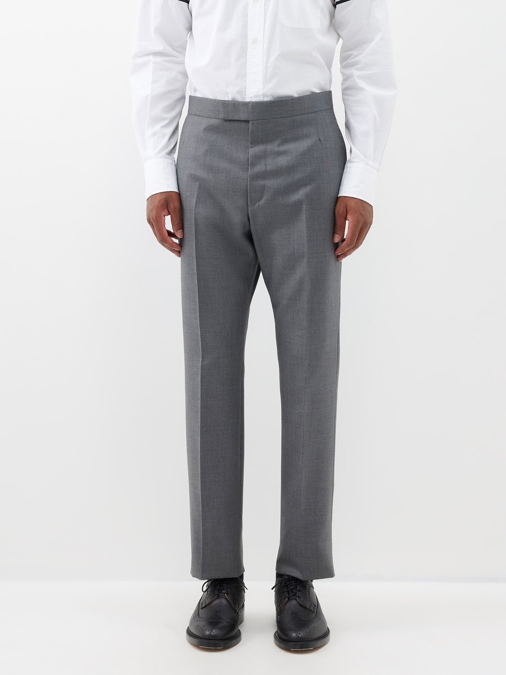 цена Костюмные брюки из шерсти super 120s Thom Browne, серый