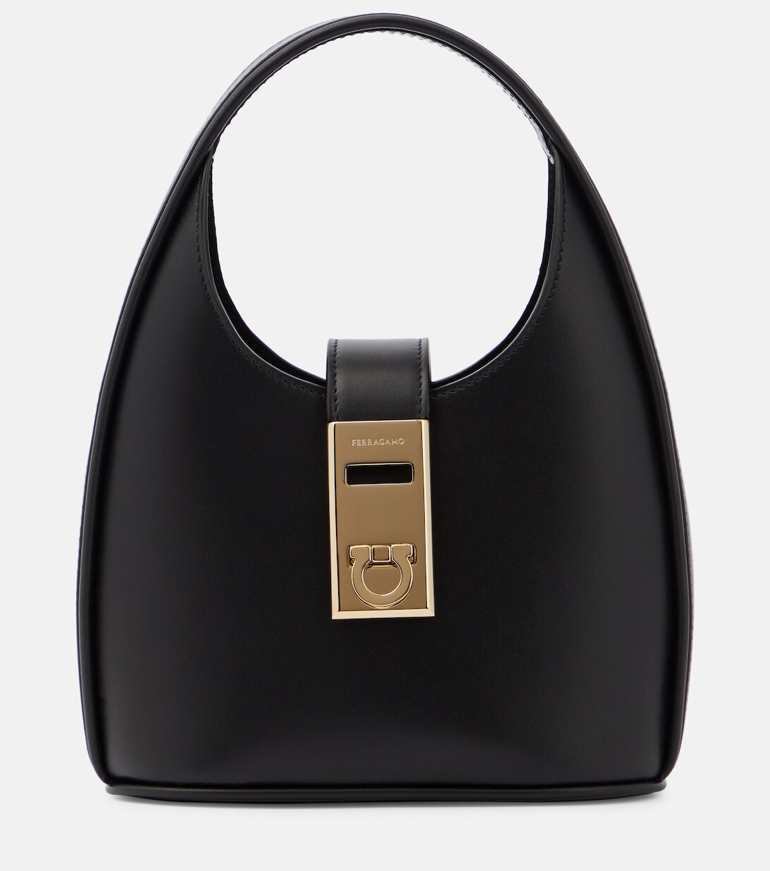 

Миниатюрная кожаная сумка через плечо Ferragamo, черный