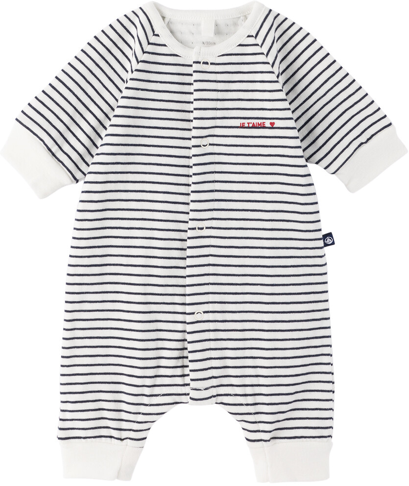 

Боди в бело-темно-синюю полоску Baby Baby Petit Bateau