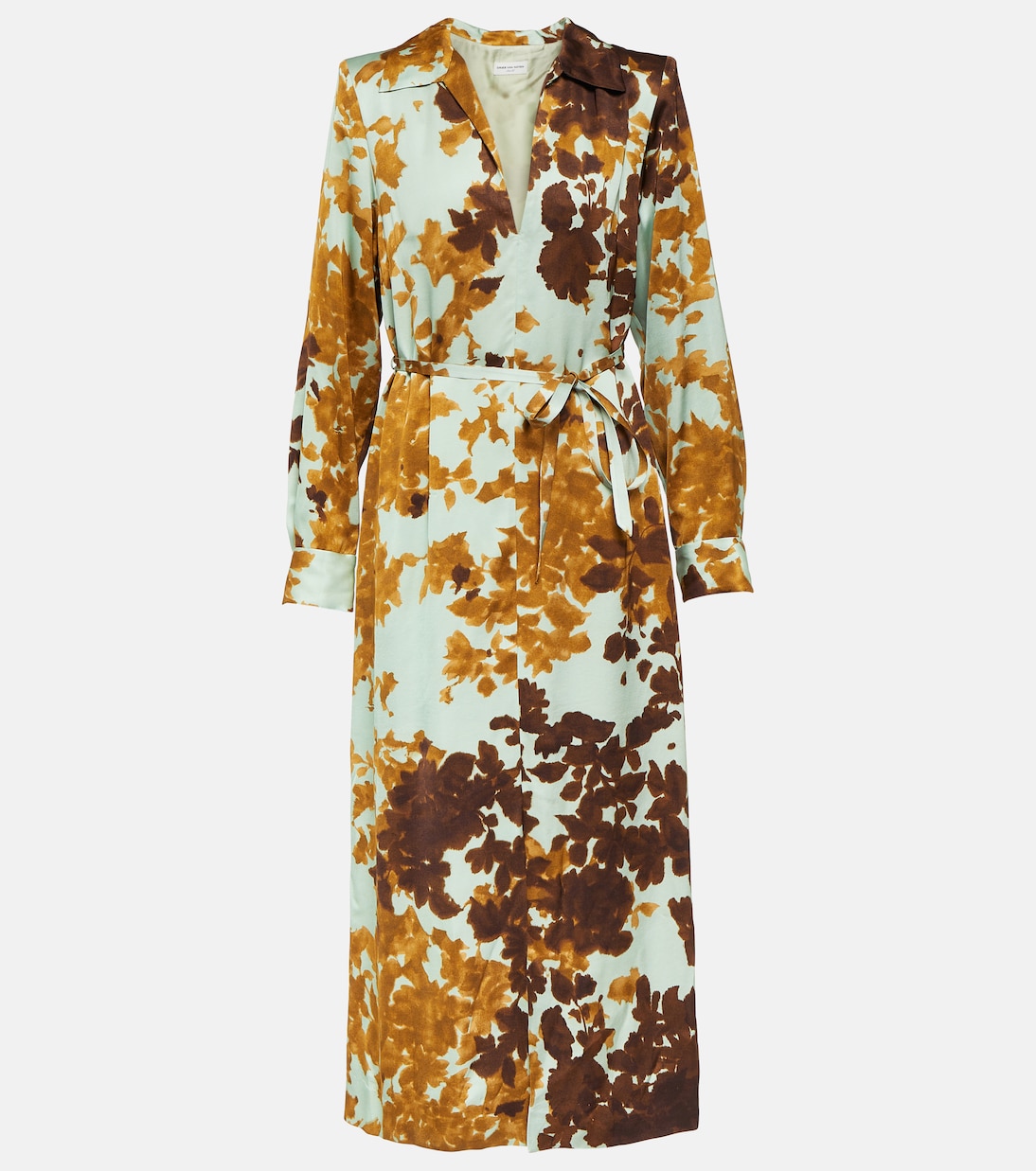 цена Атласное платье миди с принтом dellas Dries Van Noten, мультиколор