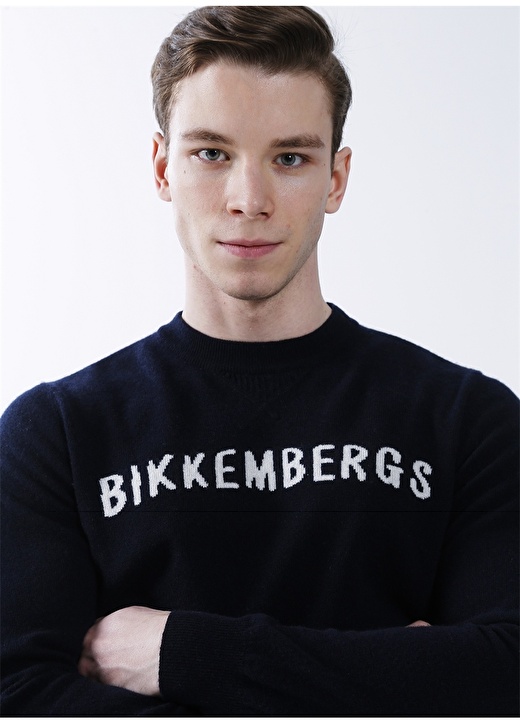 

Синий мужской свитер с круглым вырезом Bikkembergs