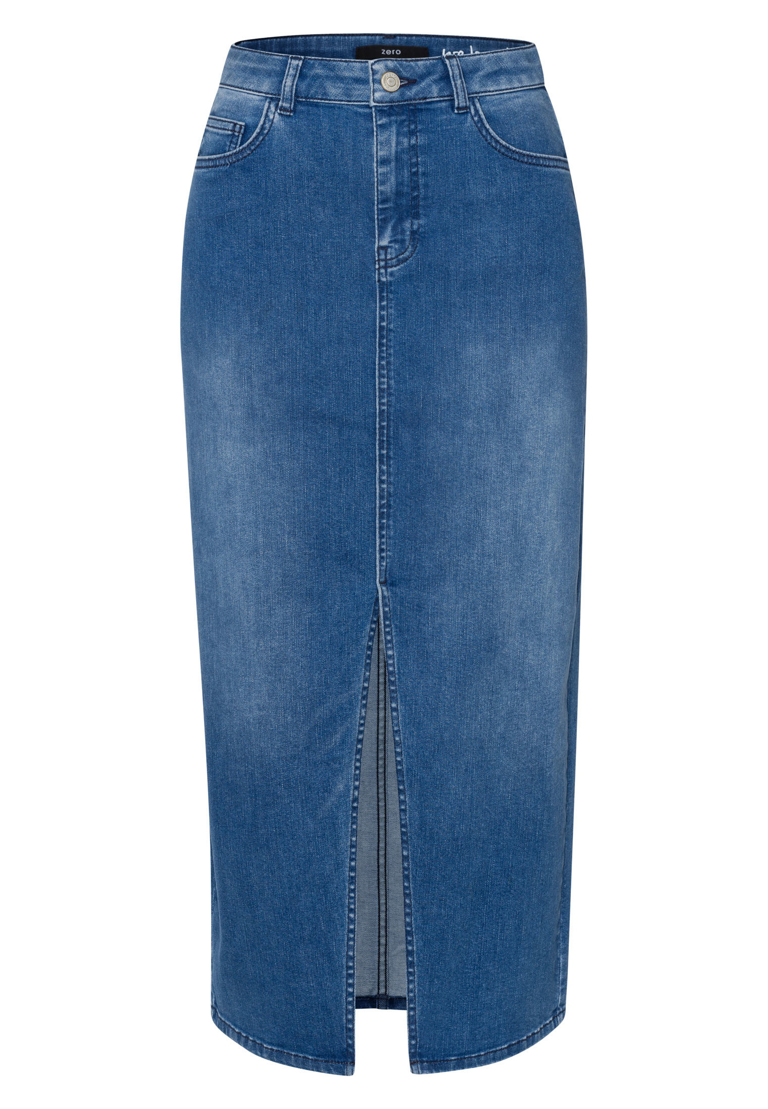 Юбка до колена Zero Jeans Midi mit Schlitz, цвет Middle Blue Denim