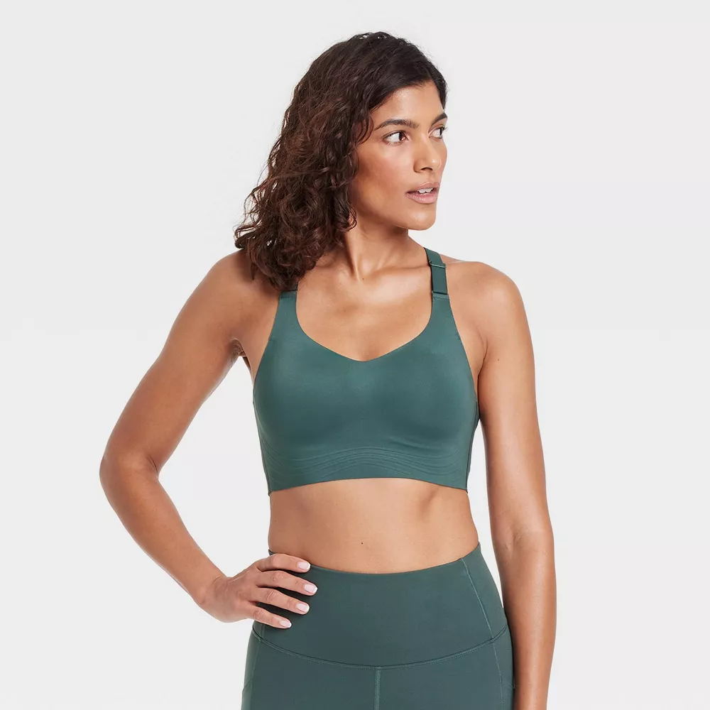 

Женский спортивный бюстгальтер Sculpt High Support с тиснением - All In Motion, цвет Dark Green