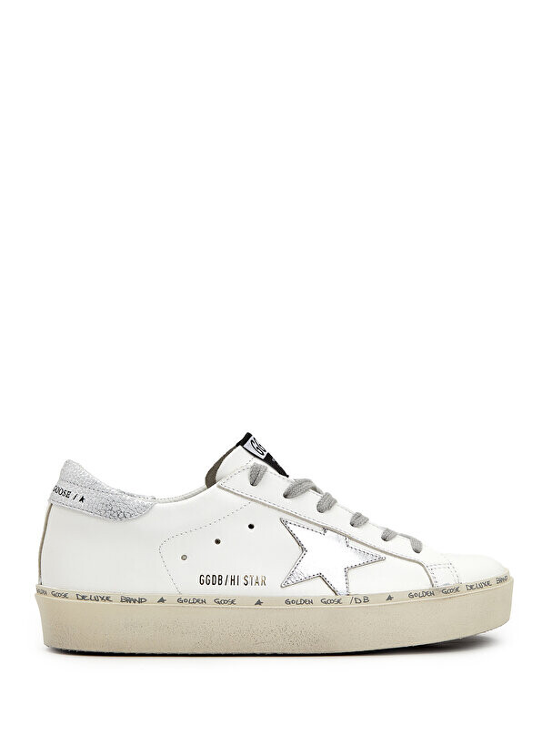 

Hi star белые серебристые женские кожаные кроссовки Golden Goose, Белый