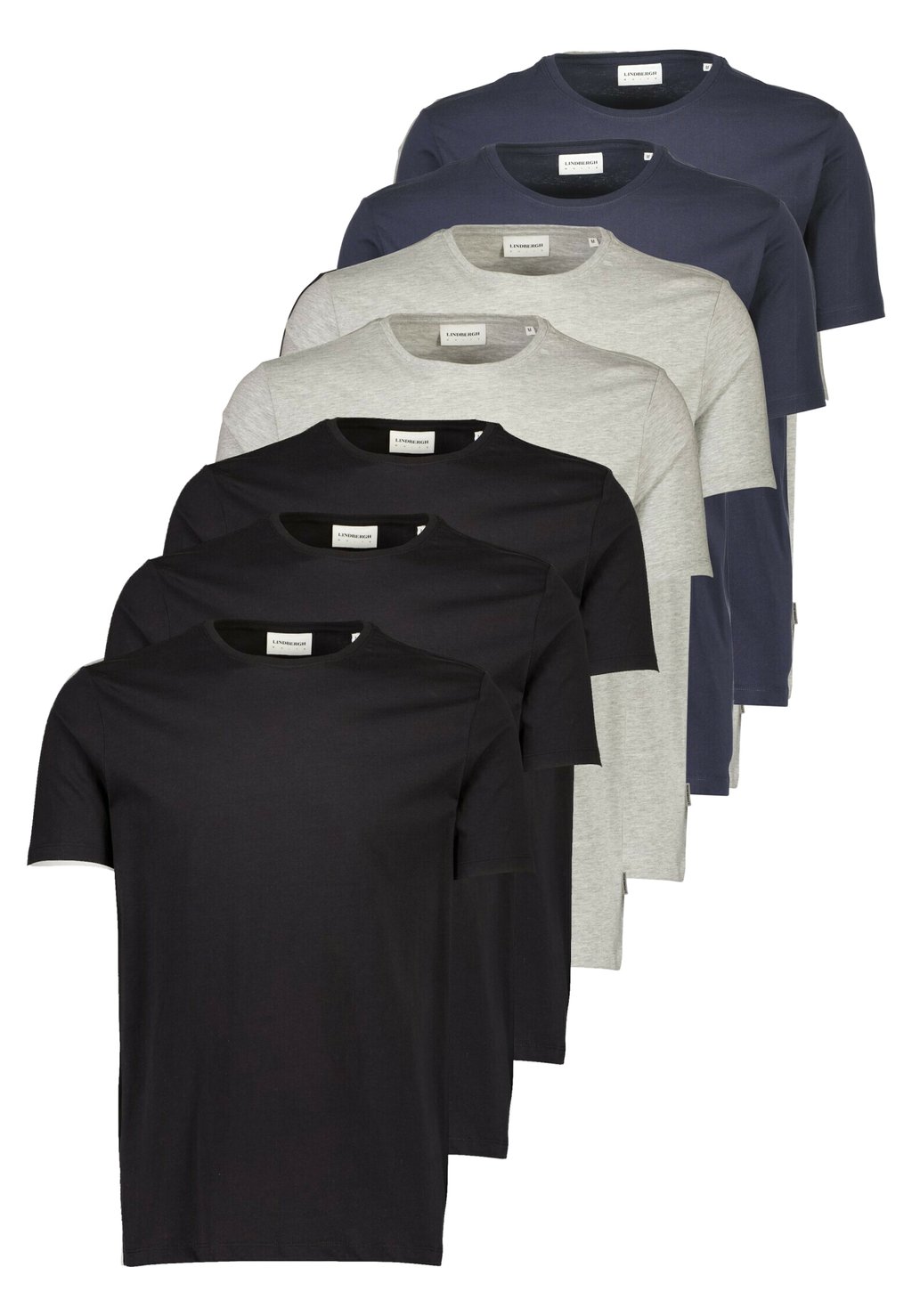 

Базовая футболка Lindbergh, черно-серо-темно-синяя Basic O-Neck Tee S/S 7 Pack