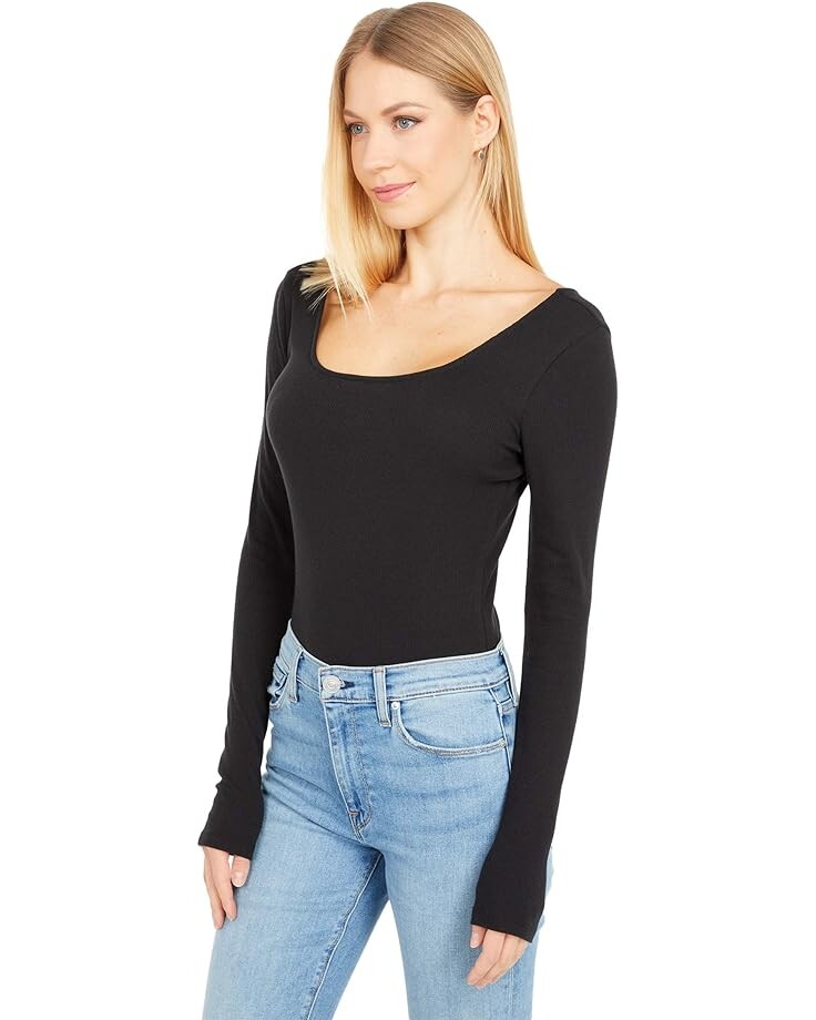 

Боди Madewell Square-Neck Thong Bodysuit, реальный черный