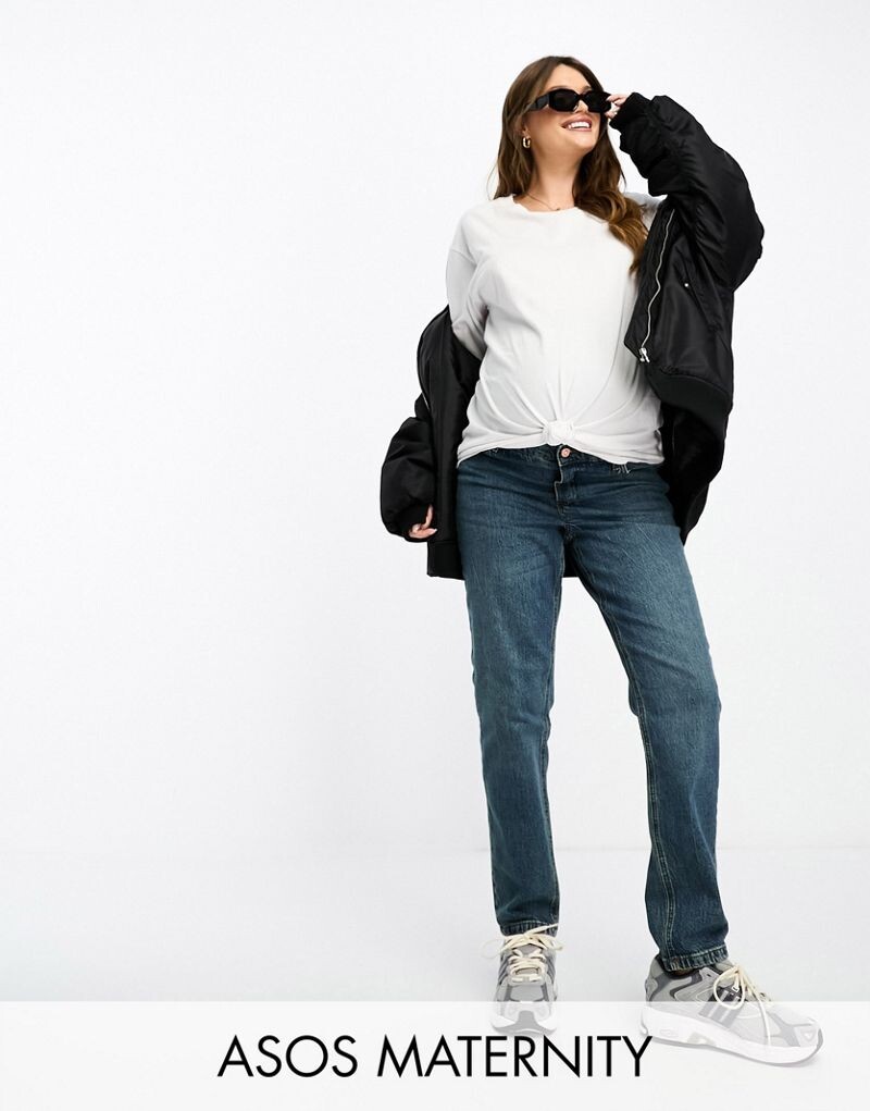 

Голубые узкие джинсы для мам ASOS DESIGN Maternity