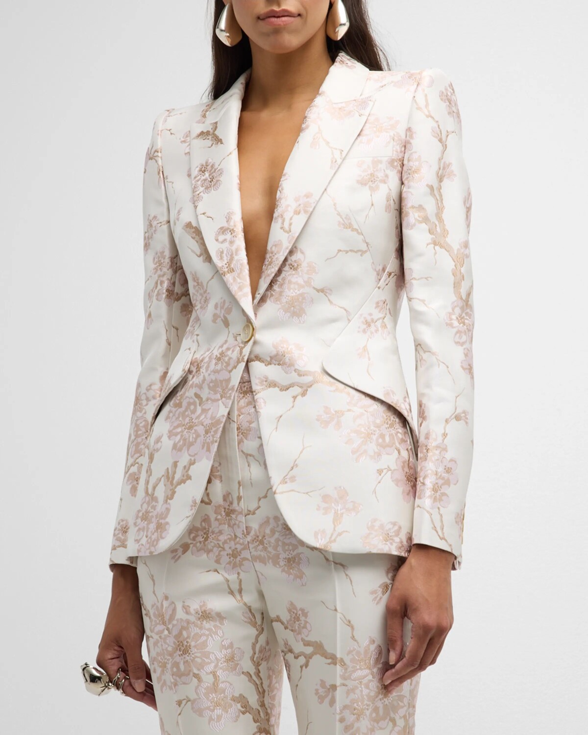 

Жаккардовый пиджак Cherry Blossom Alexander Mcqueen, розовый