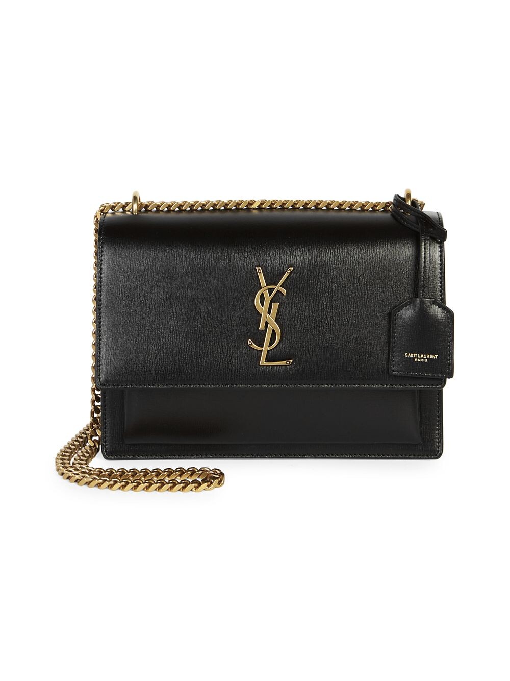 

Сумка Sunset среднего размера с цепочкой из гладкой кожи Saint Laurent, черный