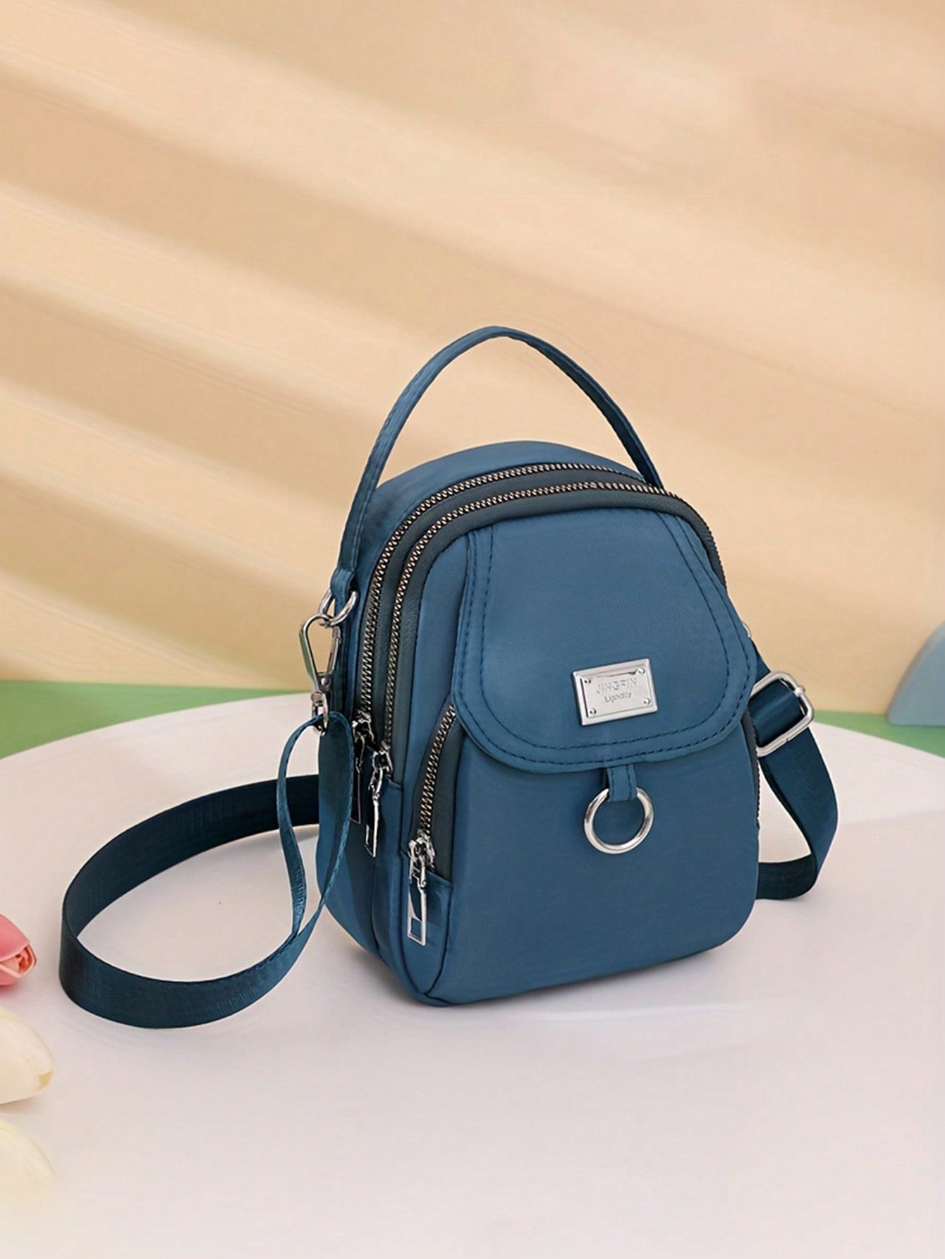 Однотонная сумка через плечо на молнии, пыльный синий оптовая продажа женская сумка кошелек для монет женский длинный кошелек тканевая сумка через плечо клатч мобильный телефон