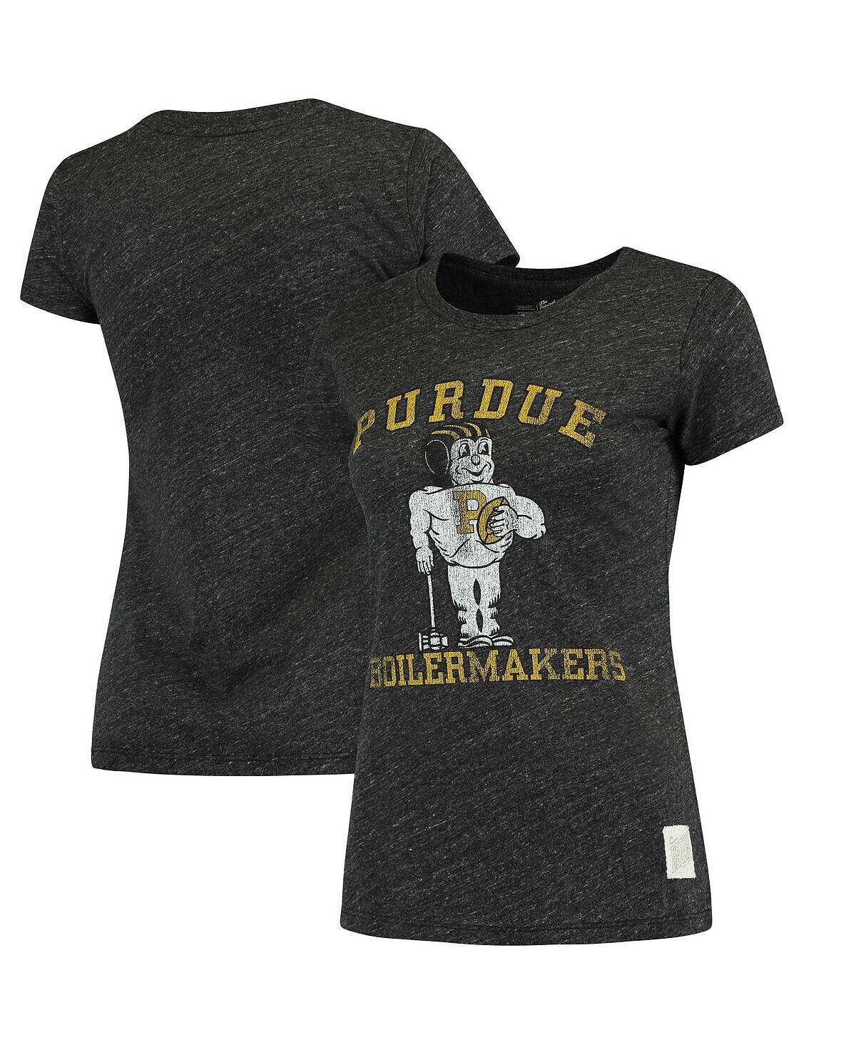 

Женская черная футболка с круглым вырезом Purdue Boilermakers Tri-Blend с меланжевым рисунком Original Retro Brand