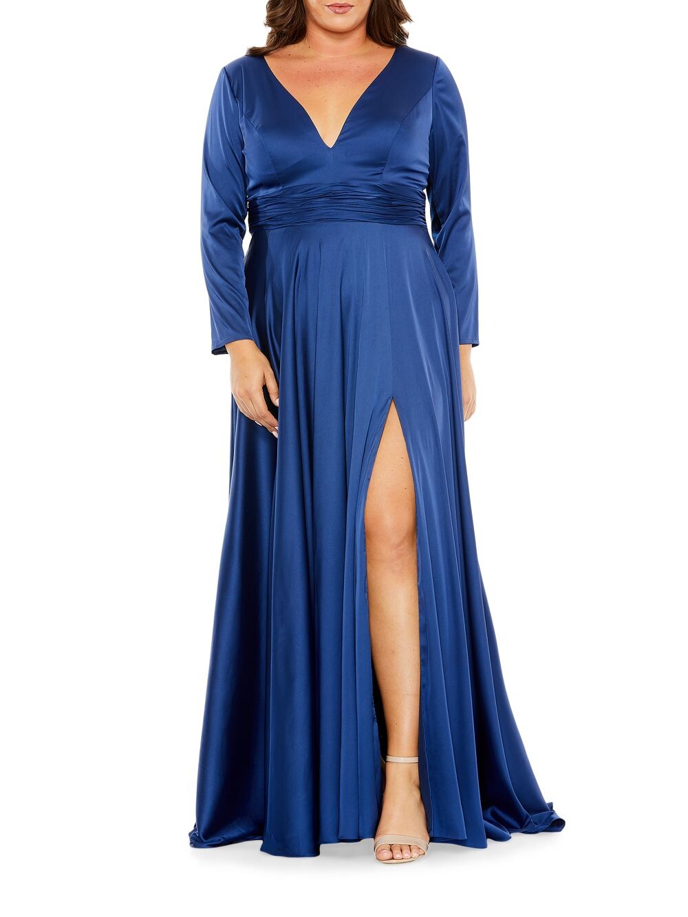 

Fabulouss плиссированное платье больших размеров с длинными рукавами Mac Duggal