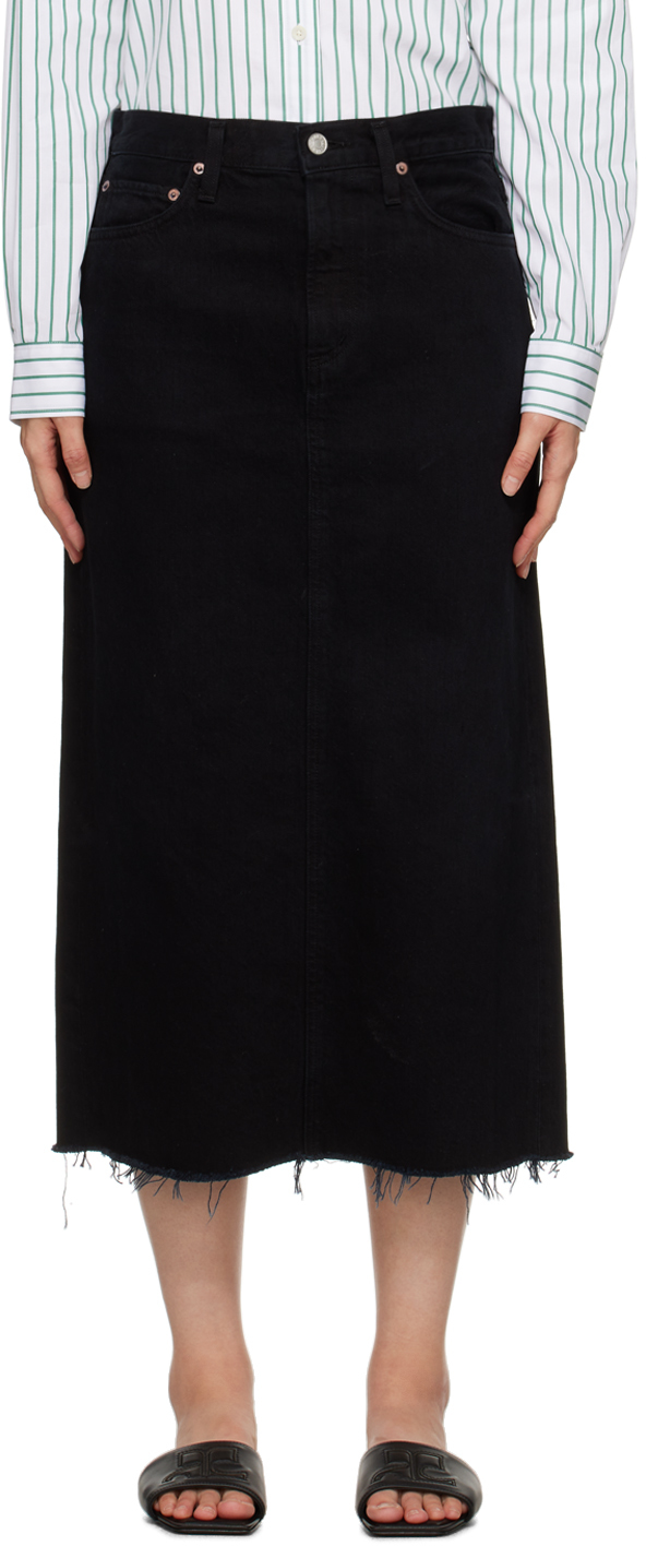Черная джинсовая юбка-миди Della Agolde фото