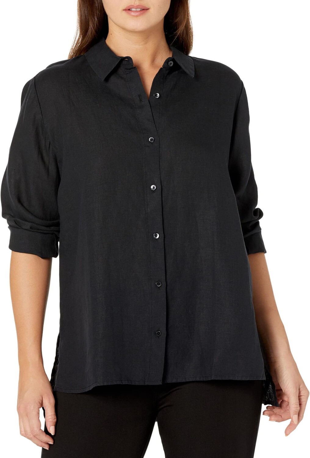 

Миниатюрная классическая рубашка с воротником Eileen Fisher, черный