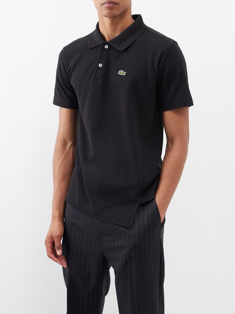 

Рубашка-поло асимметричного кроя из хлопкового пике из коллаборации с lacoste Comme Des Garçons, черный