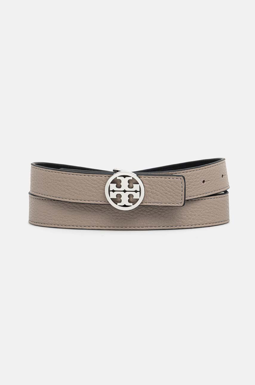 

Двусторонний кожаный ремень Tory Burch Miller 1 дюйм, серый