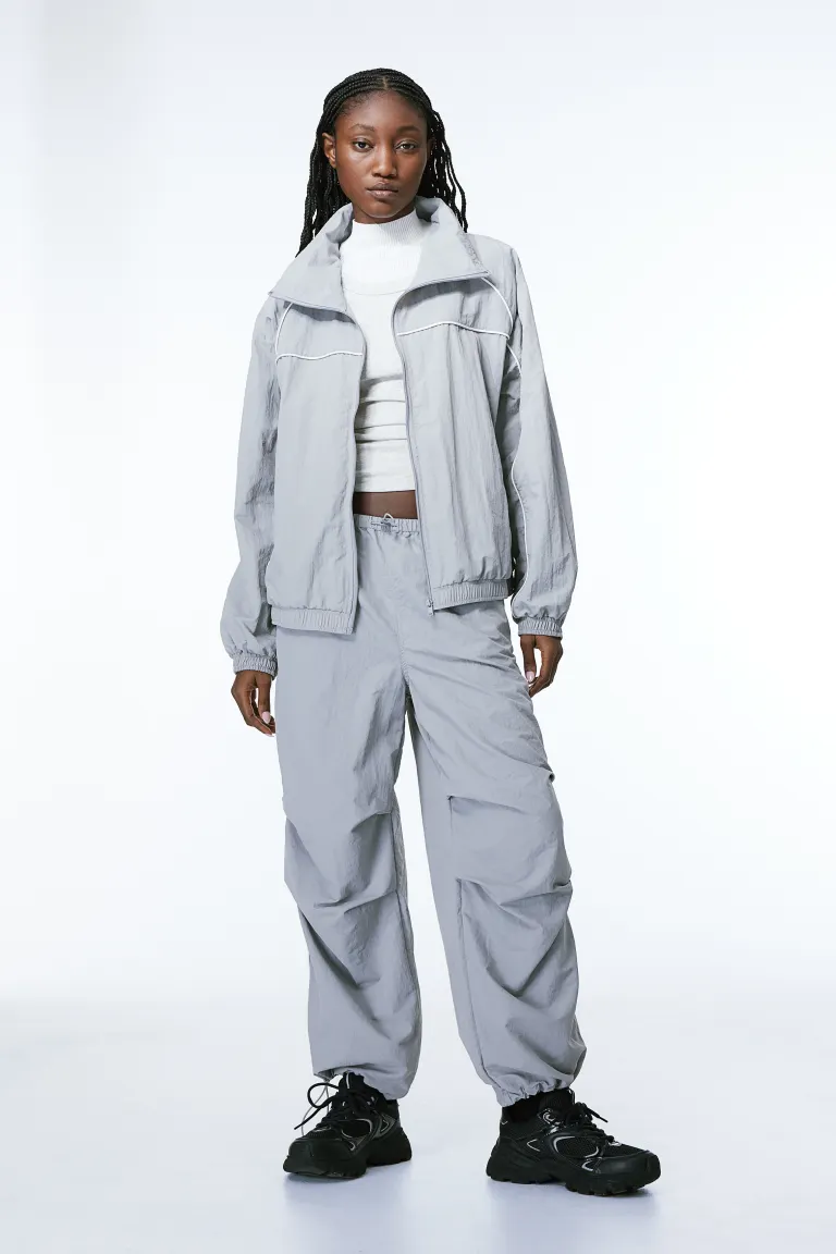 Ветрозащитная нейлоновая куртка H&M, серый нейлоновая ветровка h