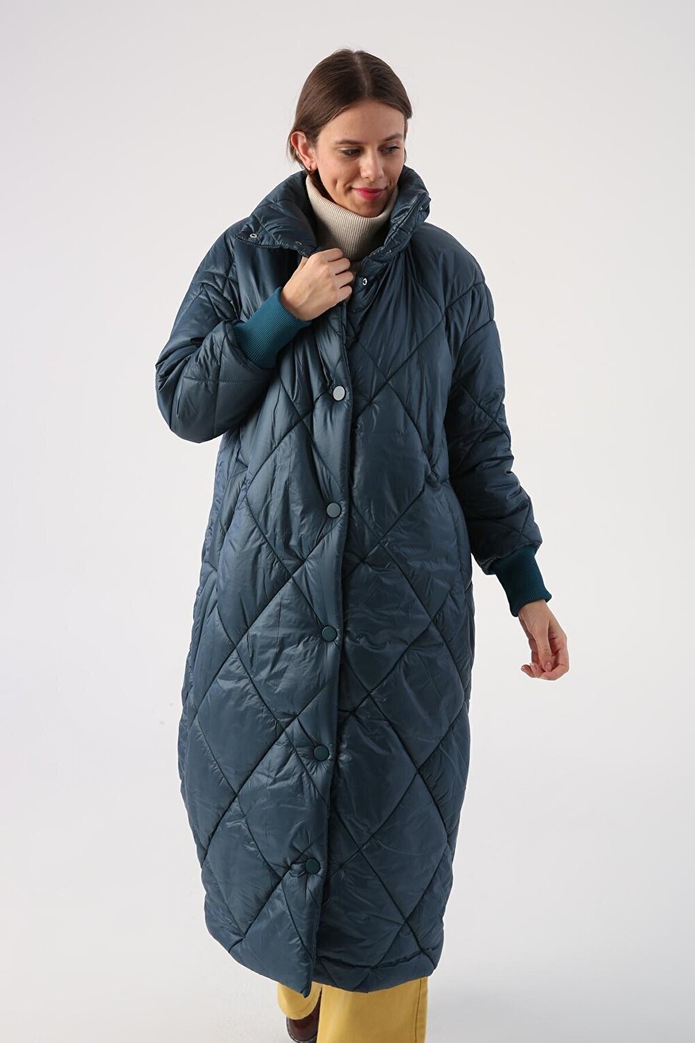 

Стеганое пальто с воротником-стойкой Petrol Oversize ALL DAY