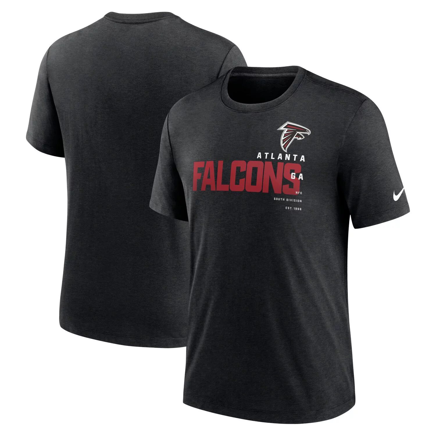 Мужская футболка Heather Black Atlanta Falcons Team Tri-Blend Nike мужская темно серая майка atlanta falcons tri blend nike