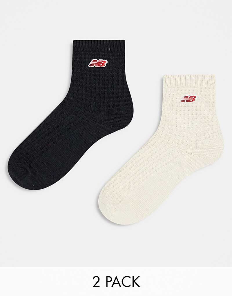 

New Balance – комплект из 2 пар носков выше щиколотки, вафельная текстура, черный и кремовый