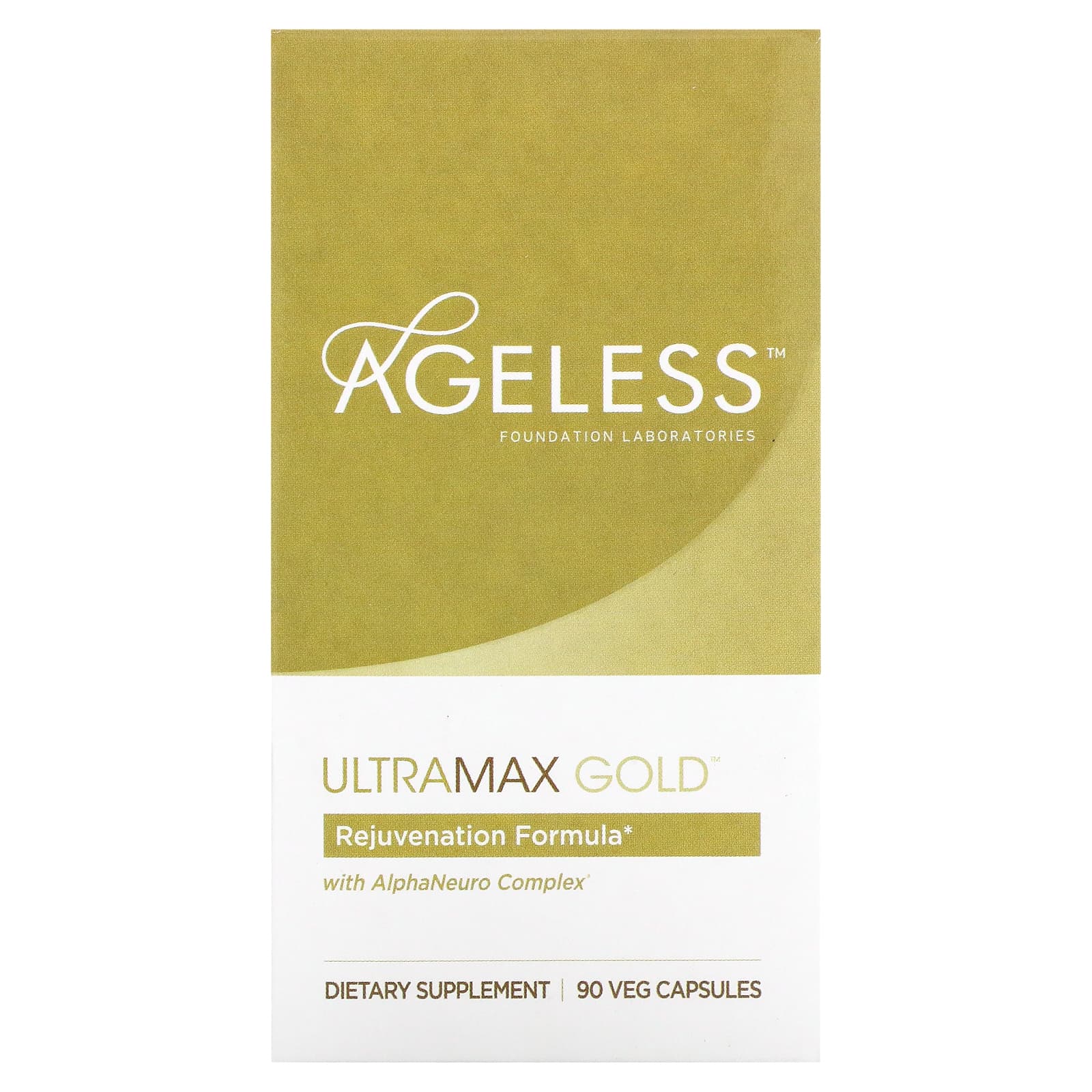 Ageless Foundation Laboratories UltraMax Gold with AlphaNeuro Complex 90 Veg Capsules пищевая добавка ageless foundation laboratories для суставов и костей ultra flex gold 120 таблеток