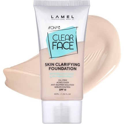 Ohmy Clear Face Foundation Увлажняющая и равномерная основа для легкого покрытия кожи Мягкий бежевый N.401, Lamel