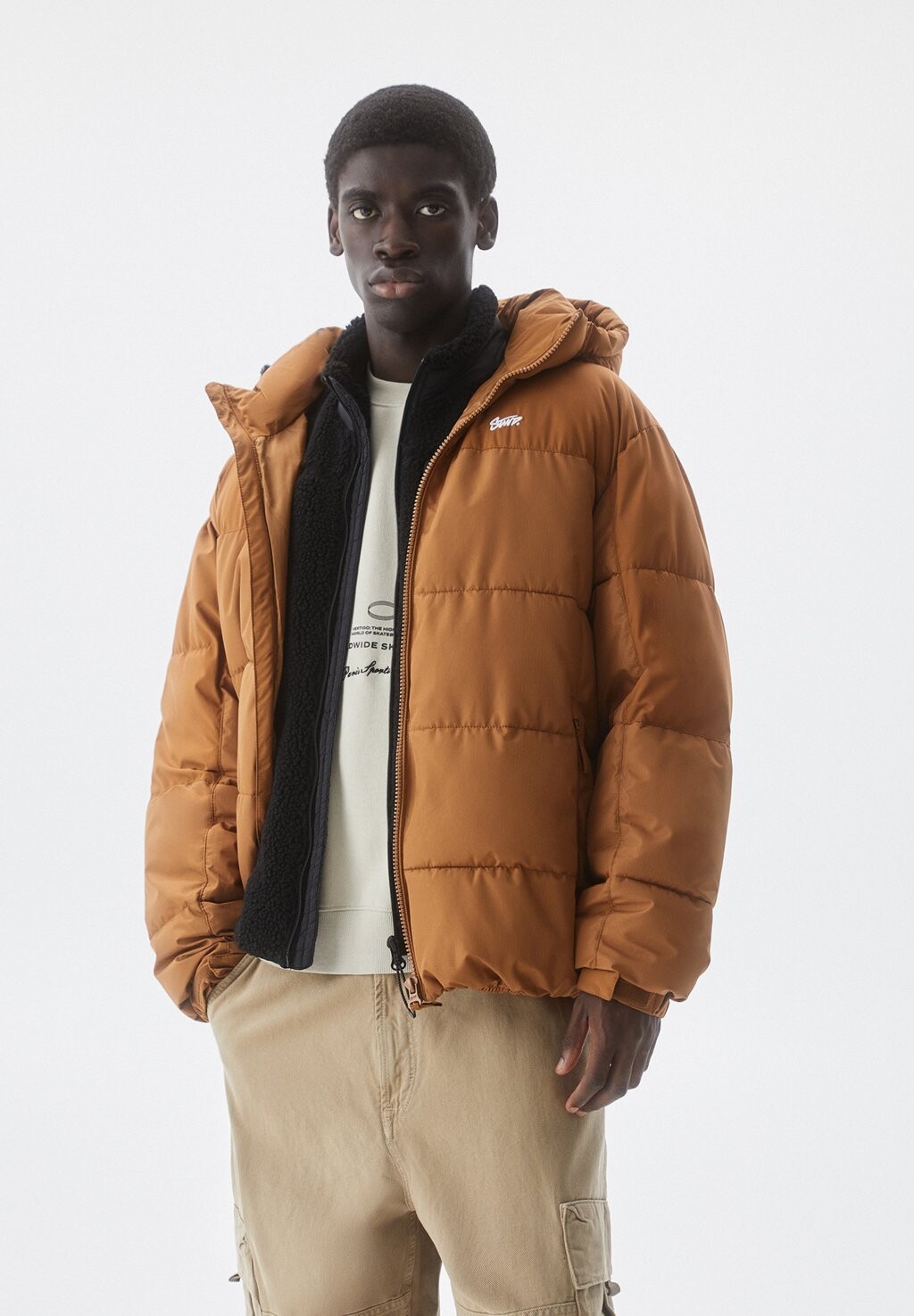 

Куртка зимняя Combined With Puffer PULL&BEAR, цвет ochre