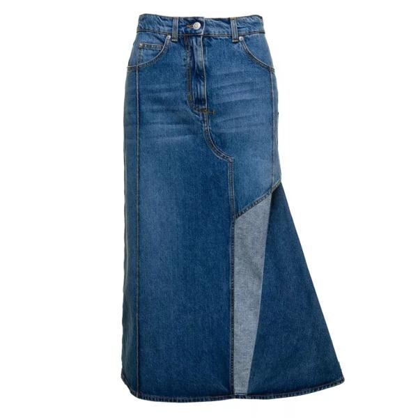 

Джинсы midi light skirt with wide front split in cot Alexander Mcqueen, синий