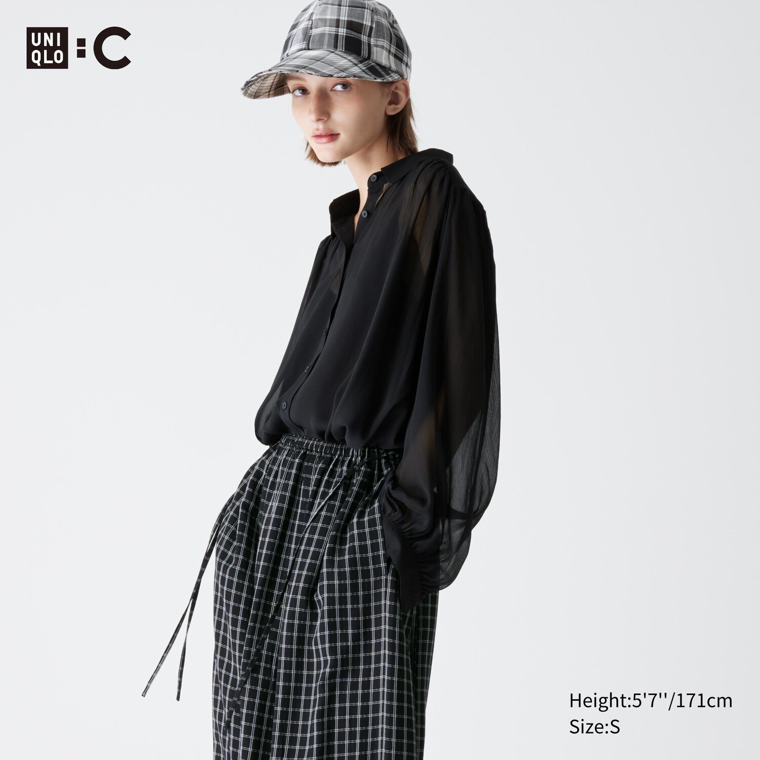 

Прозрачная объемная рубашка UNIQLO, черный