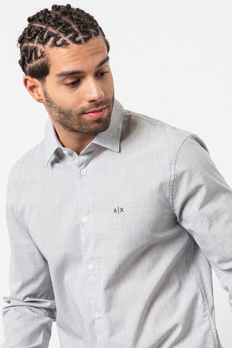 

Хлопковая рубашка с острым воротником Armani Exchange, синий