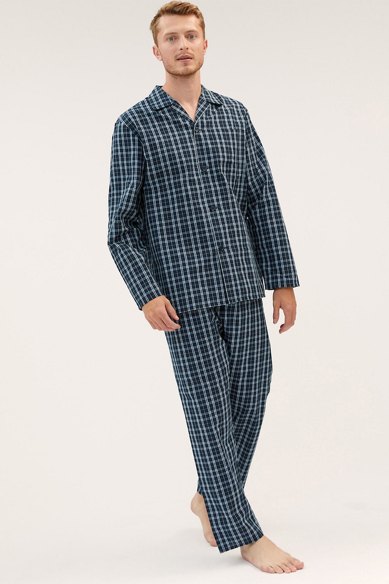 Пижама с хлопком и клеткой Marks & Spencer, белый