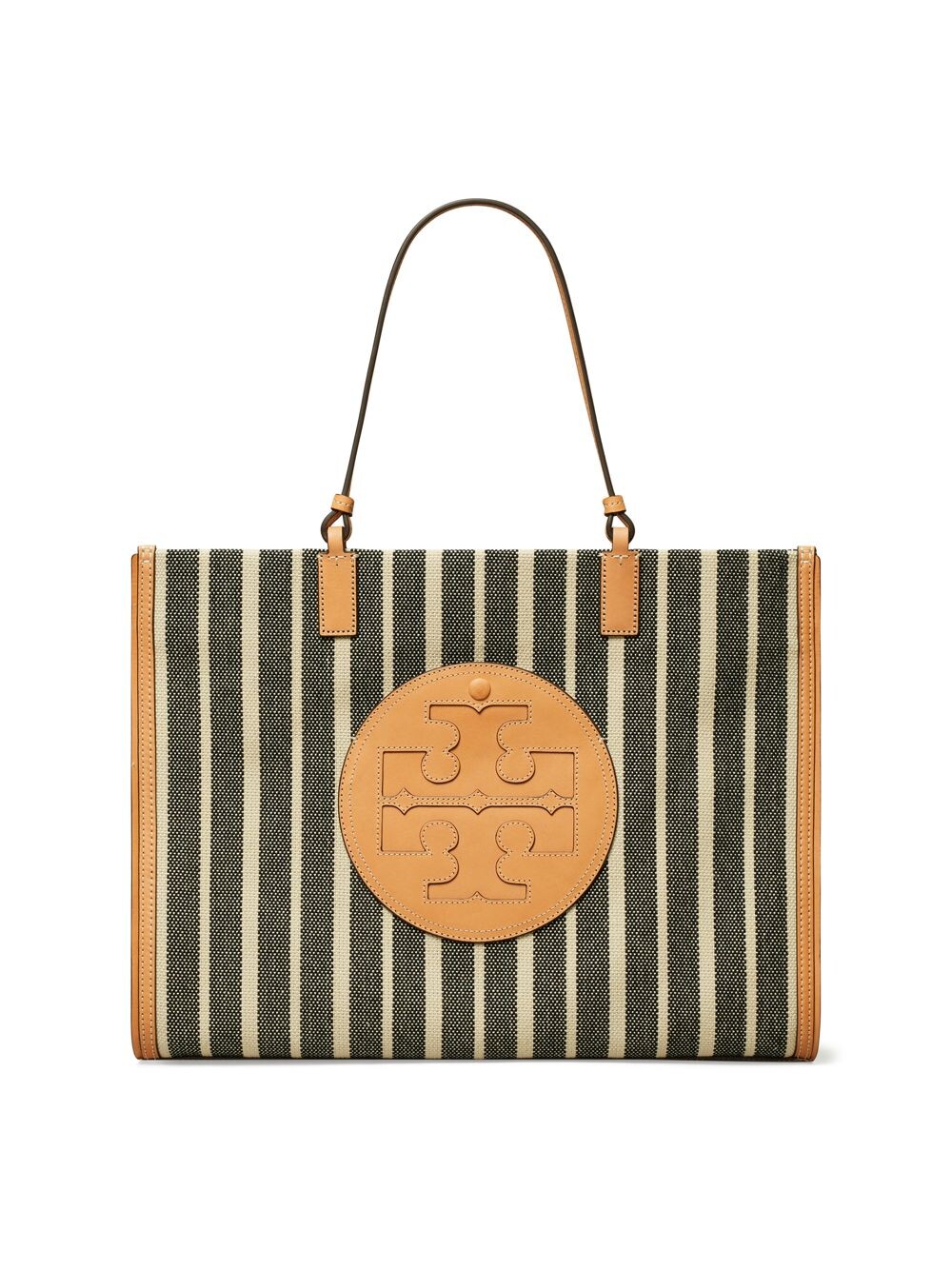 

Холстовая большая сумка Ella в полоску Tory Burch, черный