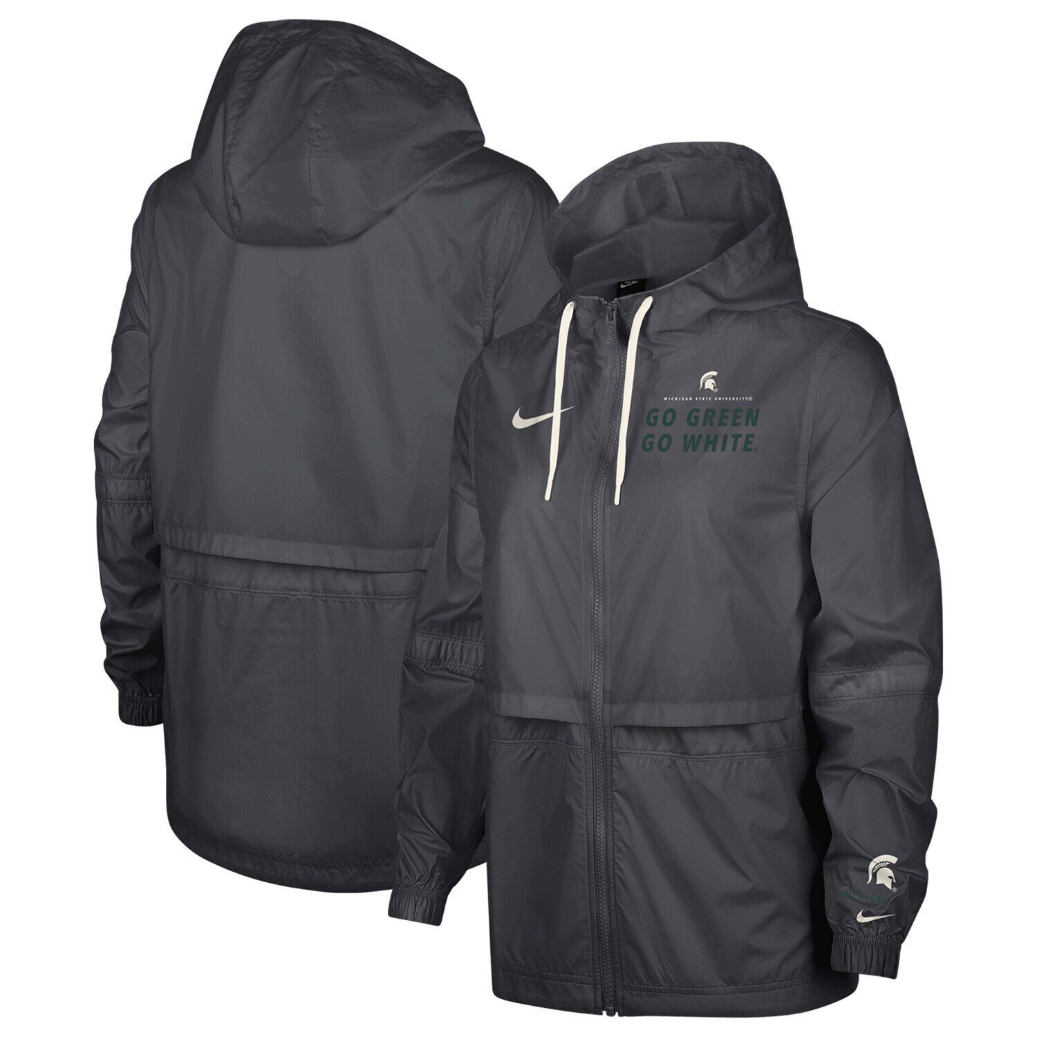 

Женская куртка Nike Anthracite Michigan State Spartans 2-Hit Windrunner Performance с молнией во всю длину Nike