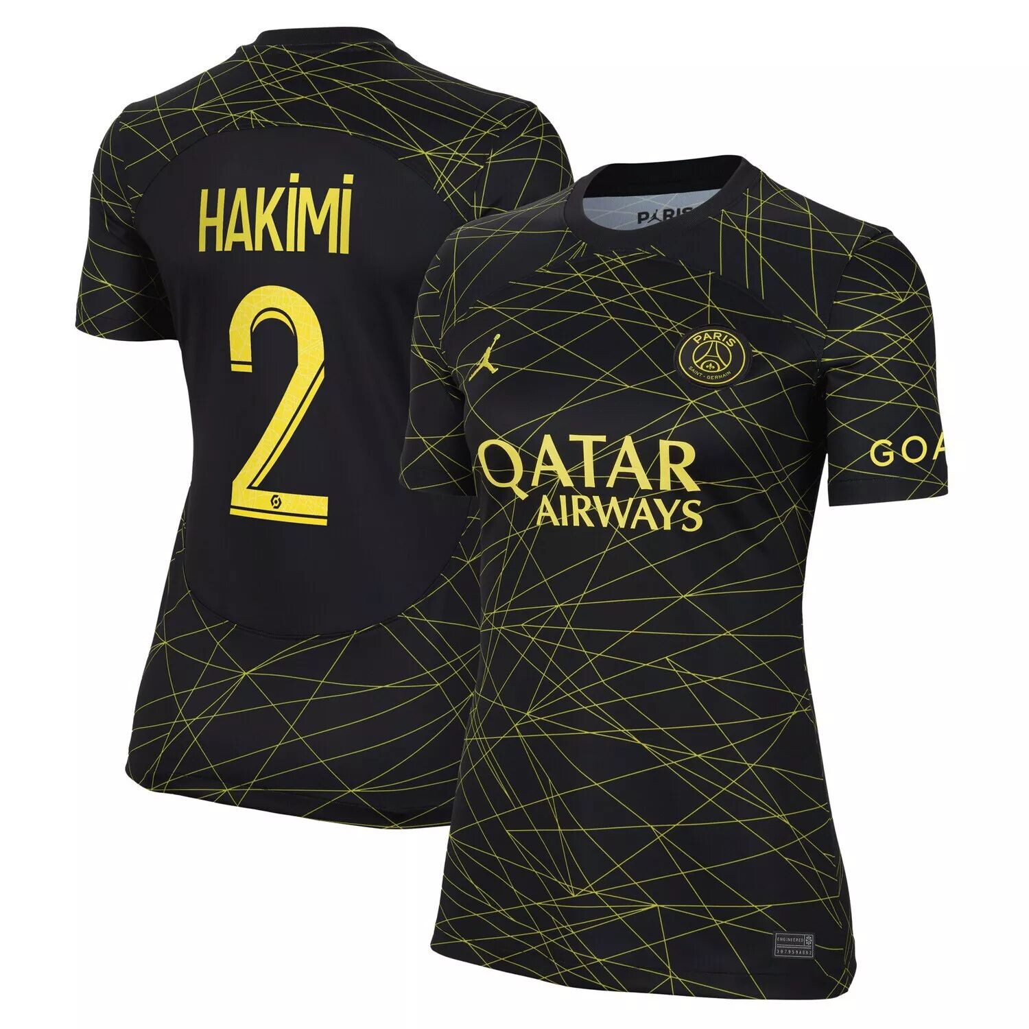 

Женская черная футболка Jordan Brand Achraf Hakimi Paris Saint-Germain 2022/23 Fourth Breathe Stadium, реплика игрока Nike, Черный