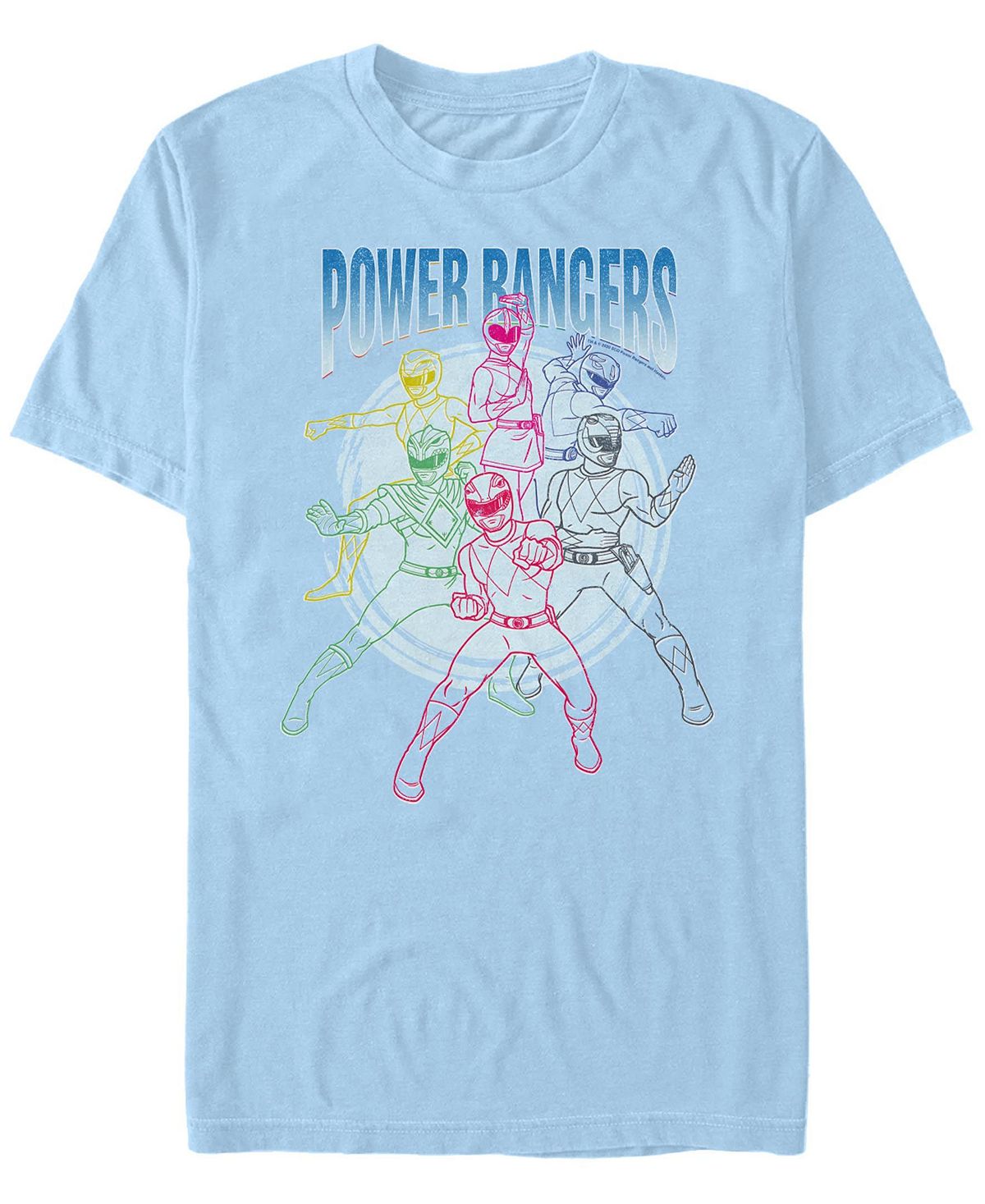 Мужская футболка Power Rangers Line Art с короткими рукавами и круглым вырезом Fifth Sun