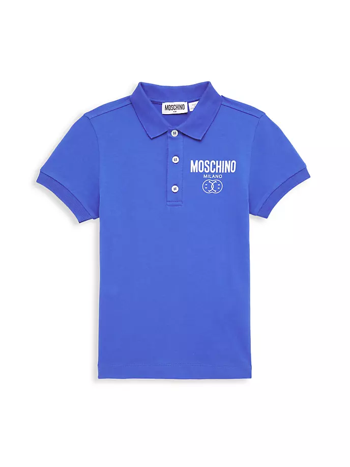 

Рубашка-поло с рисунком смайлика Milano для маленьких мальчиков и мальчиков Moschino, синий